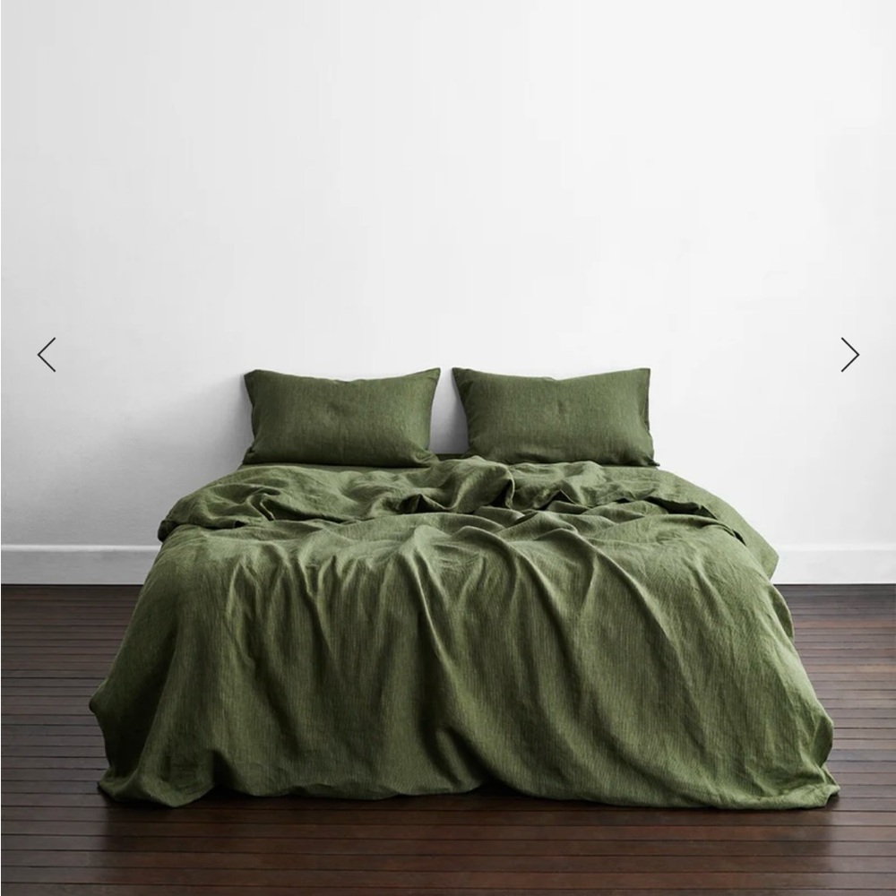 Bed threads olive stripe duvet cover